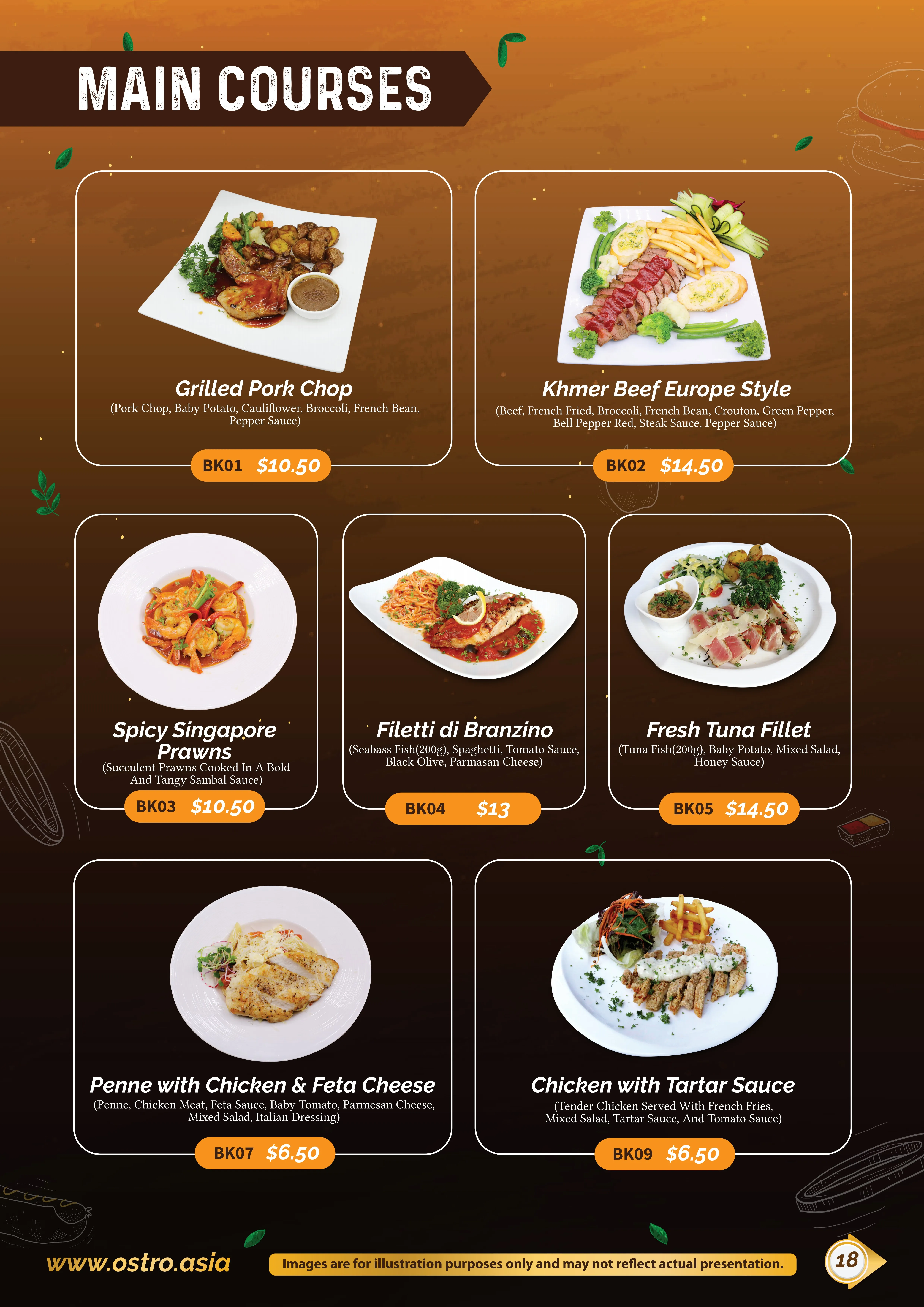 Main Courses Menu 1